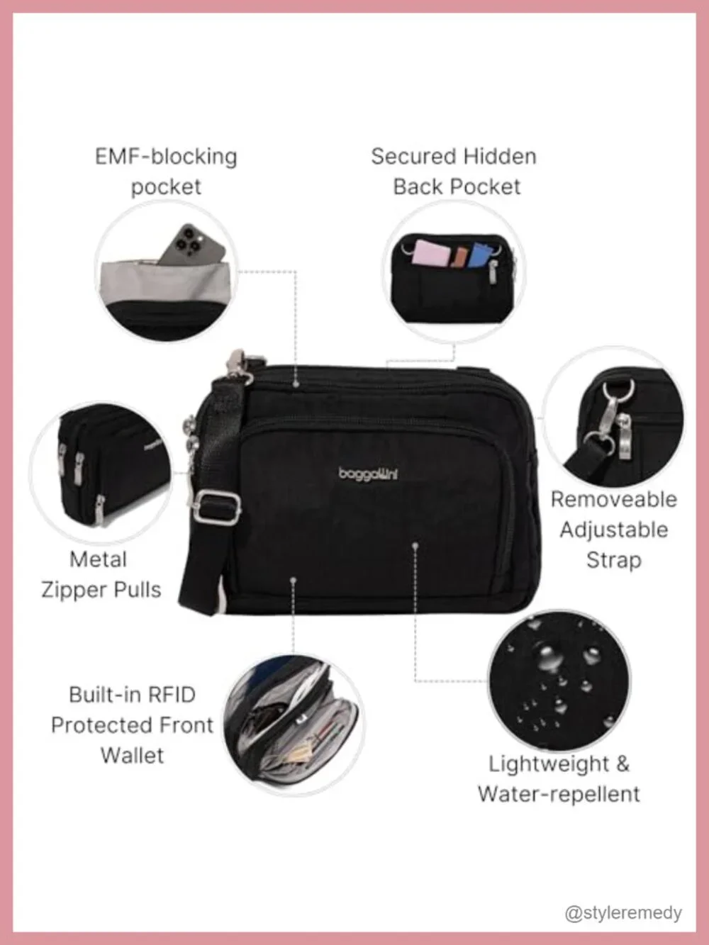 EMF Blocking Crossbody Travel Purse RFID Wallet